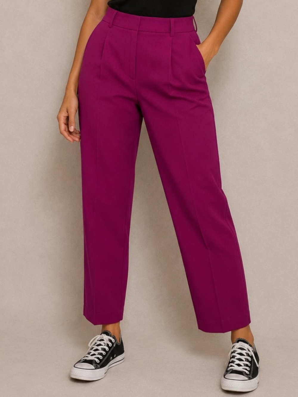 TopShop Pants Womens Size 2 Fuschia Tapered Ankle Pleated Office Career Posh